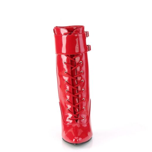 Image of Devious DOMINA-1023 Red Pat 6 Inch Heel Ankle Boot Side Zip