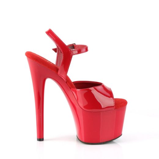 Image of Pleaser PASSION-709 Red Pat/Red 7 Inch Heel 2 3/4 Inch PF Ankle Strap Sandal