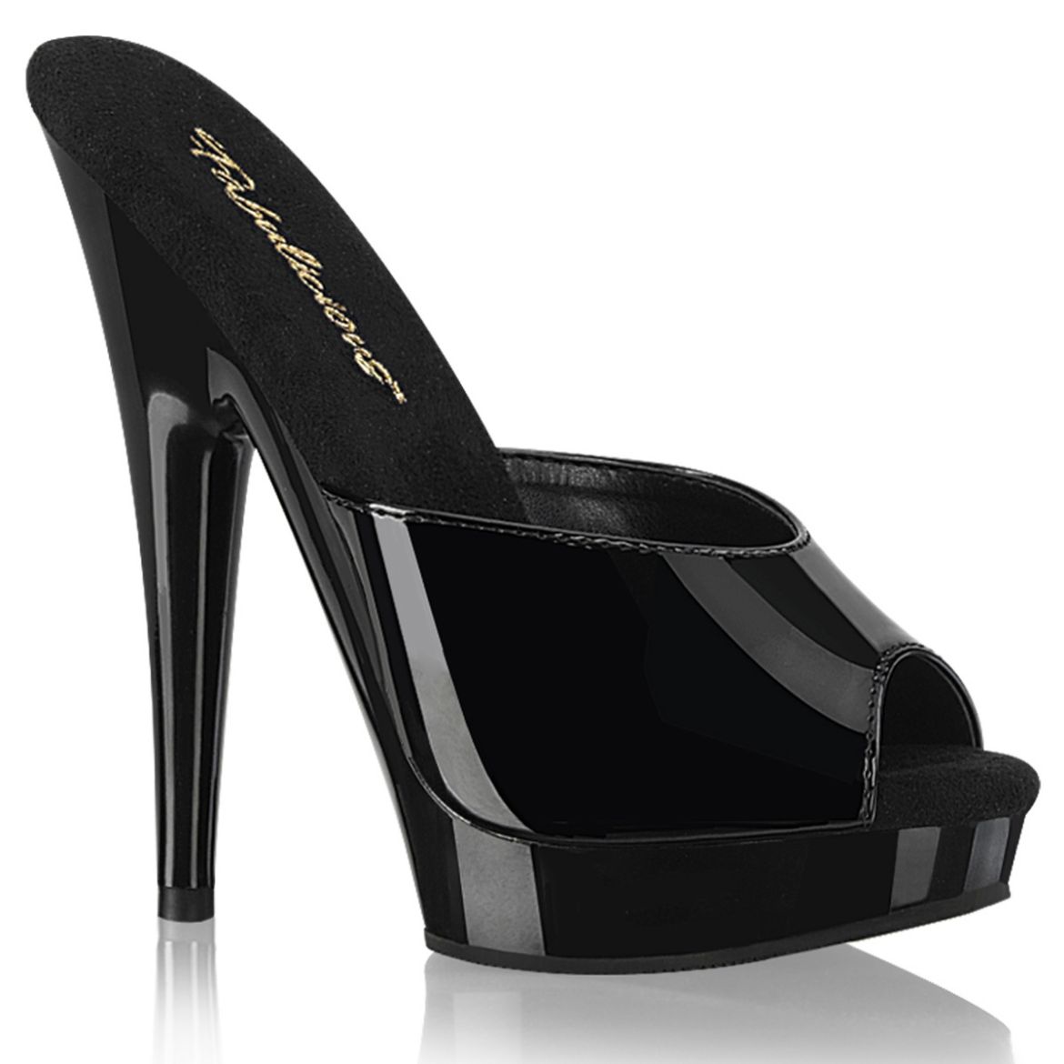 Image of Fabulicious SULTRY-601 Blk/Blk 6 Inch Heel 1 Inch PF Peep Toe Slide