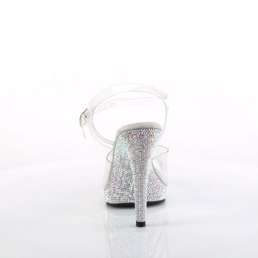 Image of Fabulicious GLORY-508DM Clr/Slv Multi RS 5 Inch Heel 3/4 Inch PF Ankle Strap Sandal