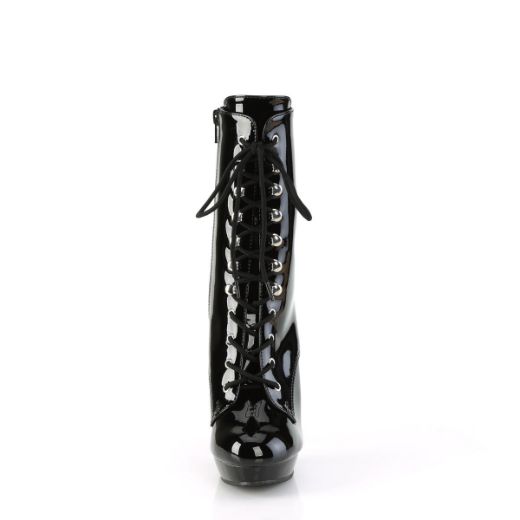 Image of Fabulicious SULTRY-1020 Blk Pat/Blk 6 Inch Heel 1 Inch PF Lace-Up Ankle Boot Side Zip