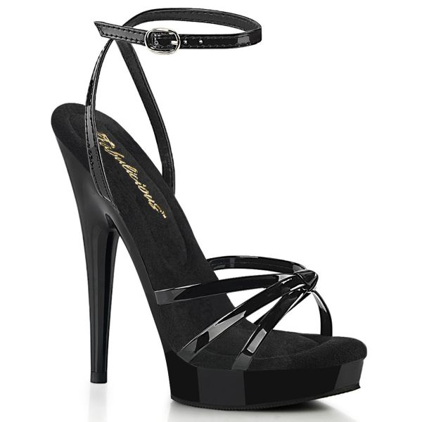 Image of Fabulicious SULTRY-638 Blk Pat/Blk 6 Inch Heel 1 Inch PF Wrap Around Knotted Strap Sandal