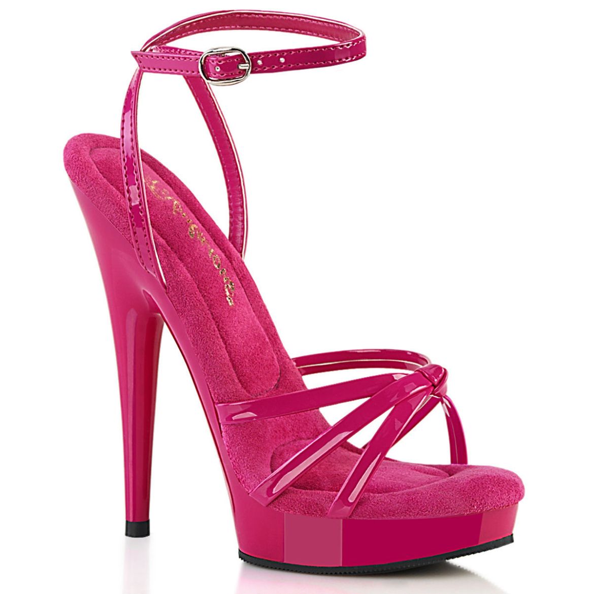 Image of Fabulicious SULTRY-638 H. Pink Pat/H. Pink 6 Inch Heel 1 Inch PF Wrap Around Knotted Strap Sandal