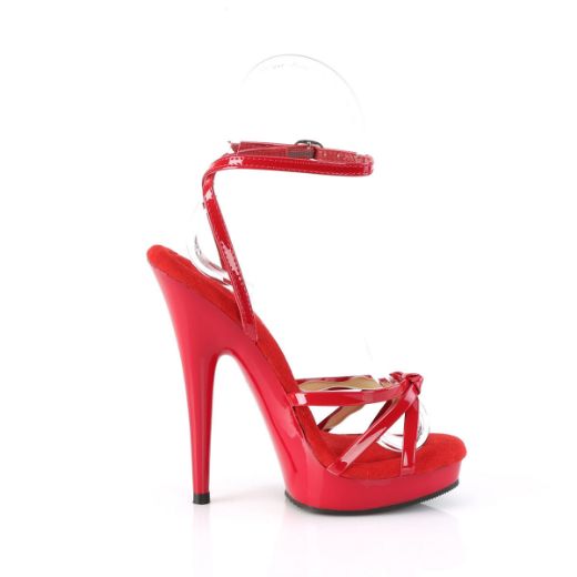Image of Fabulicious SULTRY-638 Red Pat/Red 6 Inch Heel 1 Inch PF Wrap Around Knotted Strap Sandal