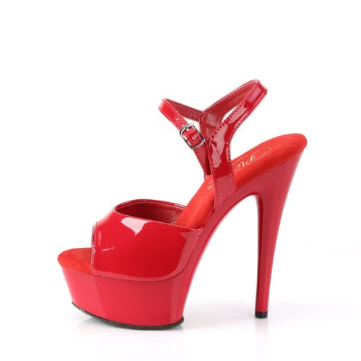 Image of Pleaser EXCITE-609 Red Pat/Red 6 Inch Heel 1 3/4 Inch PF Ankle Strap Sandal