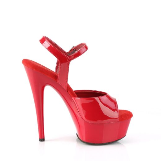 Image of Pleaser EXCITE-609 Red Pat/Red 6 Inch Heel 1 3/4 Inch PF Ankle Strap Sandal