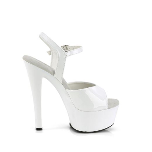 Image of Pleaser GLEAM-609 Wht Pat/Wht 6 Inch Heel 1 3/4 Inch PF Ankle Strap Sandal