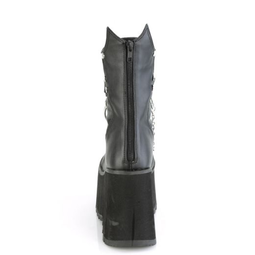 Image of Demonia KERA-130 Blk Vegan Leather 4 1/2 Inch Platform Calf High Boot Metal Back Zip