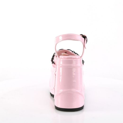 Image of Demonia WAVE-09 B.Pink Hologram 6 Inch Wedge PF Ankle Strap Sandal