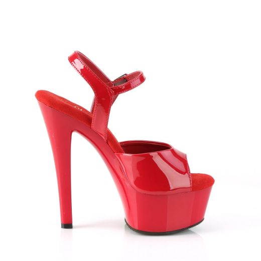 Image of Pleaser GLEAM-609 Red Pat/Red 6 Inch Heel 1 3/4 Inch PF Ankle Strap Sandal
