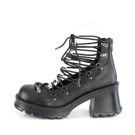 Image of Demonia BRATTY-32 Blk Vegan Leather 2 3/4 Inch Heel 1 Inch Platform Lace-Up Ankle High Shoe