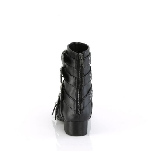 Image of Demonia WARLOCK-70 Blk Vegan Leather 1 1/2 Inch Block Heel Pointed Toe Calf High Boot Back Zip