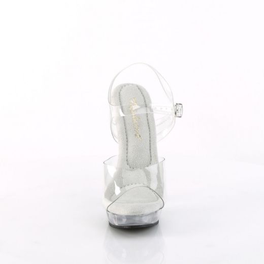 Image of Fabulicious SULTRY-608 Clr/Clr 6 Inch Heel 1 Inch PF Ankle Strap Sandal