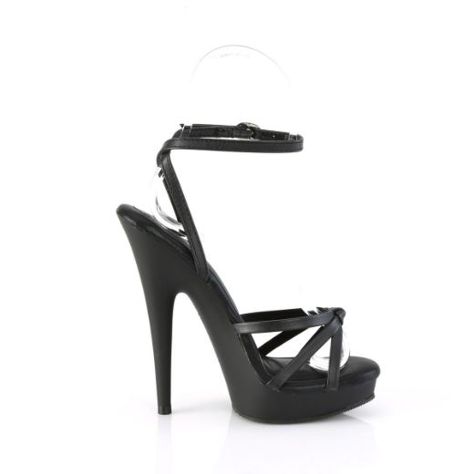Image of Fabulicious SULTRY-638 Blk Faux Leather/Blk Matte 6 Inch Heel 1 Inch PF Wrap Around Knotted Strap Sandal
