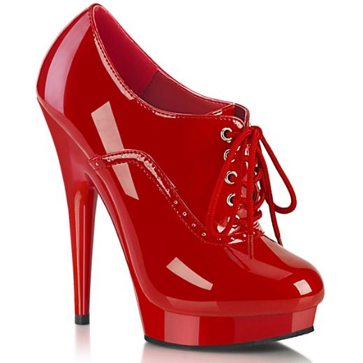 Image of Fabulicious SULTRY-660 Red Pat/Red 6 Inch Heel 1 Inch PF Lace-Up Bootie
