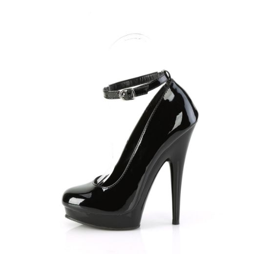 Image of Fabulicious SULTRY-686 Blk Pat/Blk 6 Inch Heel 1 Inch PF Ankle Strap Pump