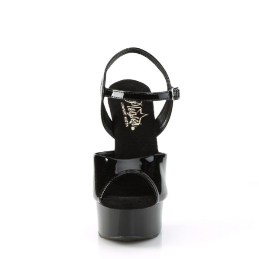 Image of Pleaser EXCITE-609 Blk Pat/Blk 6 Inch Heel 1 3/4 Inch PF Ankle Strap Sandal