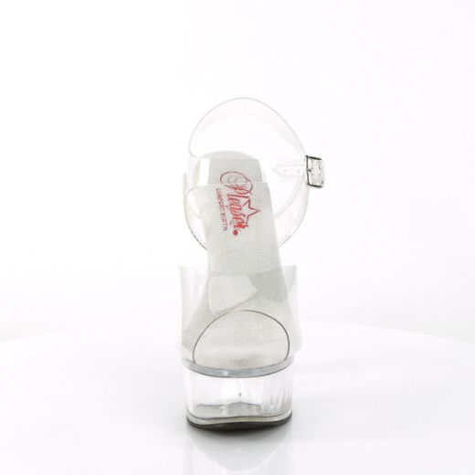 Image of Pleaser GLEAM-608 Clr/Clr 6 Inch Heel 1 3/4 Inch PF Ankle Strap Sandal