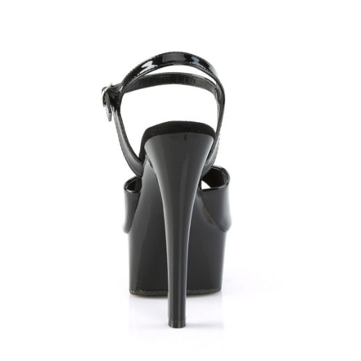 Image of Pleaser GLEAM-609 Blk Pat/Blk 6 Inch Heel 1 3/4 Inch PF Ankle Strap Sandal