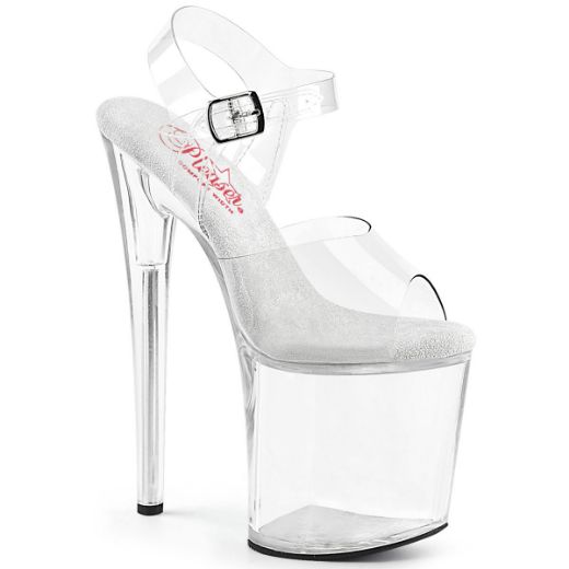 Image of Pleaser NAUGHTY-808 Clr/Clr 8 Inch Heel 4 Inch PF Ankle Strap Sandal