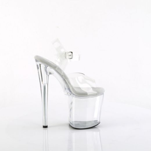 Image of Pleaser NAUGHTY-808 Clr/Clr 8 Inch Heel 4 Inch PF Ankle Strap Sandal