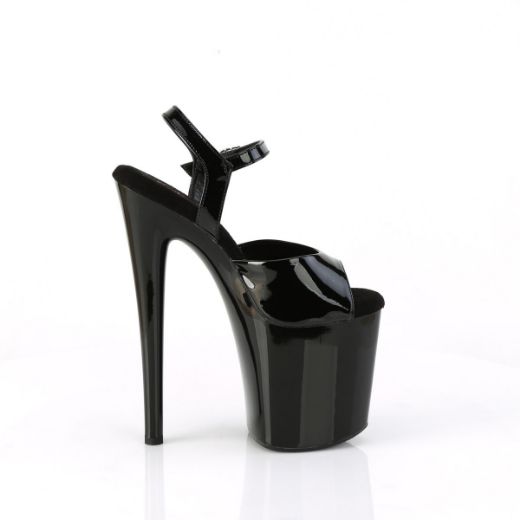 Image of Pleaser NAUGHTY-809 Blk Pat/Blk 8 Inch Heel 4 Inch PF Ankle Strap Sandal