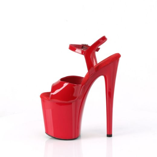 Image of Pleaser NAUGHTY-809 Red Pat/Red 8 Inch Heel 4 Inch PF Ankle Strap Sandal