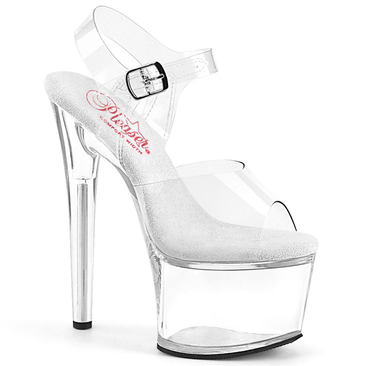Image of Pleaser PASSION-708 Clr/Clr 7 Inch Heel 2 3/4 Inch PF Ankle Strap Sandal