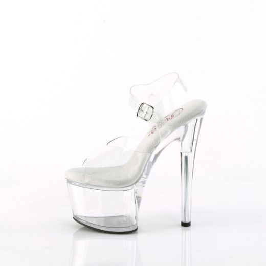 Image of Pleaser PASSION-708 Clr/Clr 7 Inch Heel 2 3/4 Inch PF Ankle Strap Sandal