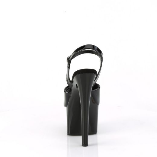 Image of Pleaser PASSION-709 Blk Pat/Blk 7 Inch Heel 2 3/4 Inch PF Ankle Strap Sandal