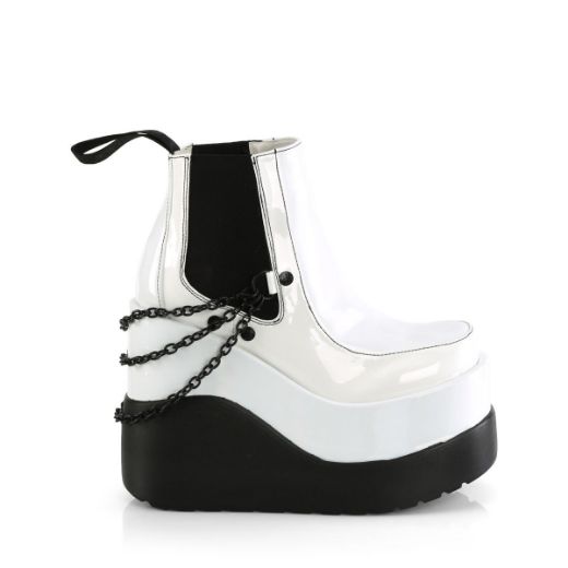 Image of Demonia VOID-50 Wht Holo Pat 5 Inch Wedge Tiered Platform Ankle Boot