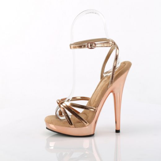 Product image of Fabulicious SULTRY-638 Rose Gold Metallic Pu/Rose Gold Chrome 6 Inch Heel 1 Inch PF Wrap Around Knotted Strap Sandal