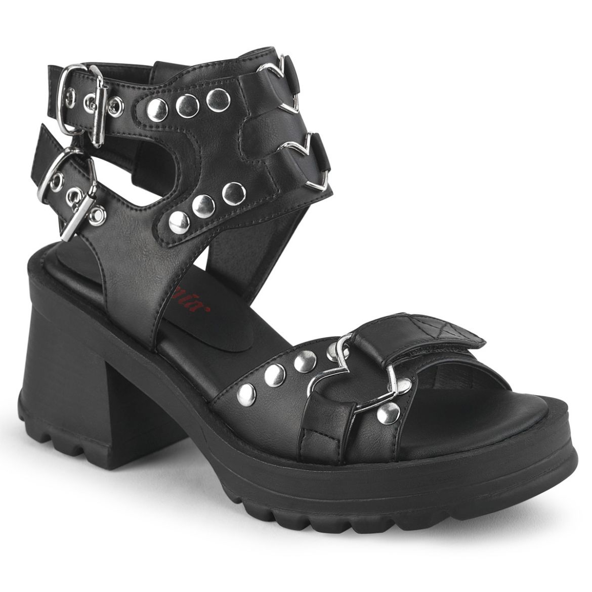 Product image of Demonia BRATTY-07 Blk Vegan Leather 2 3/4 Inch Heel 1 Inch Platform Anke Strap Sandal