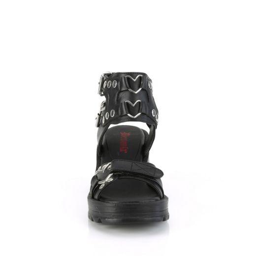 Product image of Demonia BRATTY-07 Blk Vegan Leather 2 3/4 Inch Heel 1 Inch Platform Anke Strap Sandal