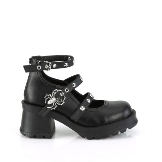 Product image of Demonia BRATTY-30 Blk Vegan Leather 2 3/4 Inch Heel 1 Inch Platform Ankle High Strappy Shoe