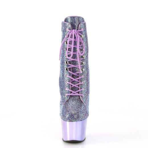 Product image of Pleaser ADORE-1020CHRS Lavender Multi RS/Lavender Chrome 7 Inch Heel  2 3/4 Inch PF RS Embellished Ankle Boot Side Zip