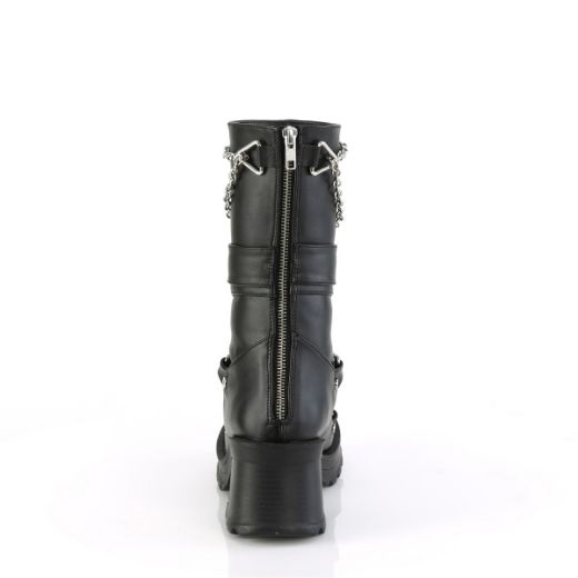 Product image of Demonia BRATTY-120 Blk Vegan Leather 2 3/4 Inch Heel 1 Inch Platform Mid-Calf Boot Back Zip