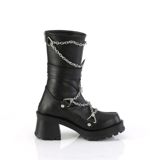 Product image of Demonia BRATTY-120 Blk Vegan Leather 2 3/4 Inch Heel 1 Inch Platform Mid-Calf Boot Back Zip