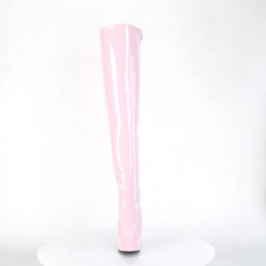 Product image of Pleaser SEDUCE-3010 B. Pink Pat 5 Inch Heel Classic Plain Thigh Boot Side Zip