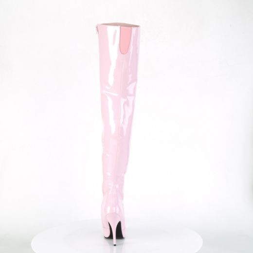 Product image of Pleaser SEDUCE-3010 B. Pink Pat 5 Inch Heel Classic Plain Thigh Boot Side Zip