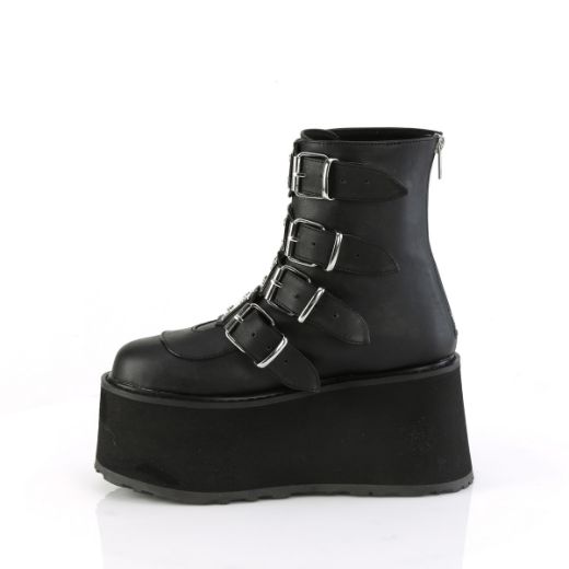 Product image of Demonia DAMNED-105 Blk Vegan Leather 3 1/2 Inch PF Ankle Bootw/ 4 Buckle Straps Back MetalZip