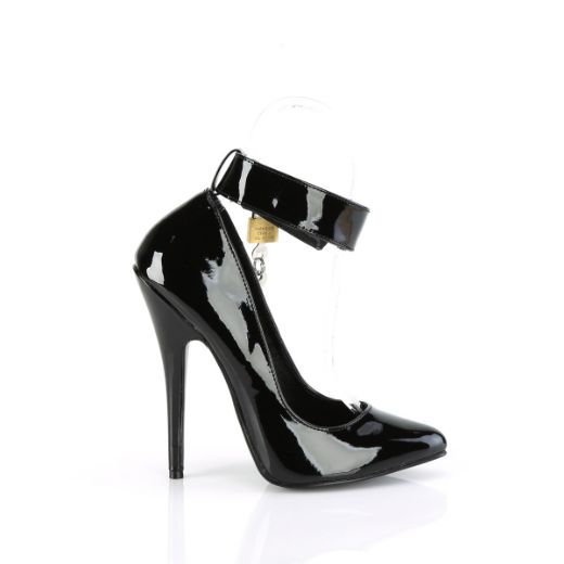 Product image of Devious DOMINA-432 Blk Pat 6 Inch Heel Wide Band Ankle Cuff Pump