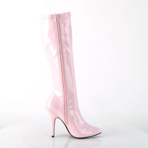Product image of Pleaser SEDUCE-2000 B. Pink Str Pat 5 Inch Heel Plain Stretch Knee Boot Side Zip