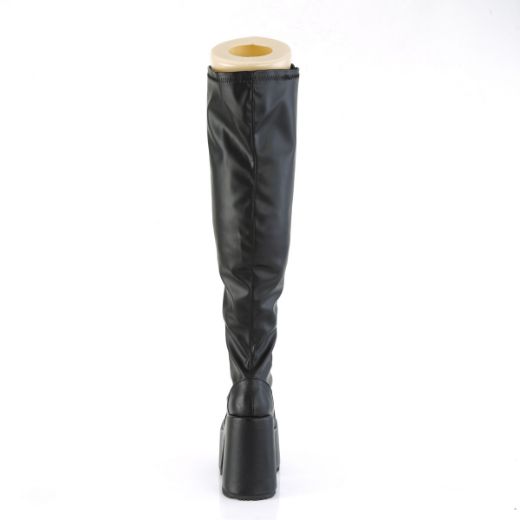 Product image of Demonia CAMEL-300WC Blk Str Vegan Leather 5 Inch Chunky Heel 3 Inch PF Wide Calf Thigh-High BootOutside Zip