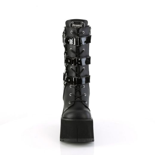 Product image of Demonia KERA-110 Blk Vegan Leather-Pat 4 1/2 Inch Platform Lace-Up Mid-Calf Boot Inside Zip