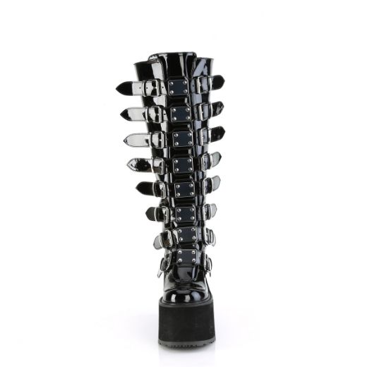 Product image of Demonia SWING-815WC Blk Pat 5 1/2 Inch PF Wide Calf Knee Boot w/ Buckle Straps Back Zip