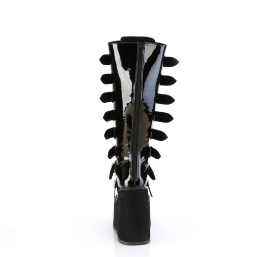 Product image of Demonia SWING-815WC Blk Pat 5 1/2 Inch PF Wide Calf Knee Boot w/ Buckle Straps Back Zip