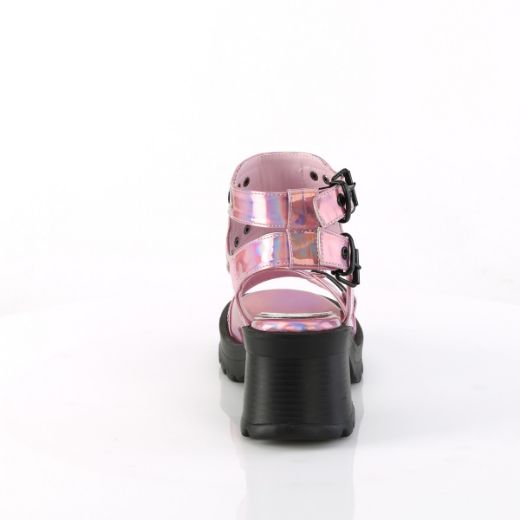 Product image of Demonia BRATTY-07 Pink Holo Pat 2 3/4 Inch Heel 1 Inch Platform Ankle Strap Sandal