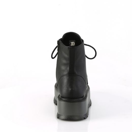 Product image of Demonia SLACKER-55 Blk Vegan Leather 2 Inch PF Lace-Up Ankle Boot Side Zip