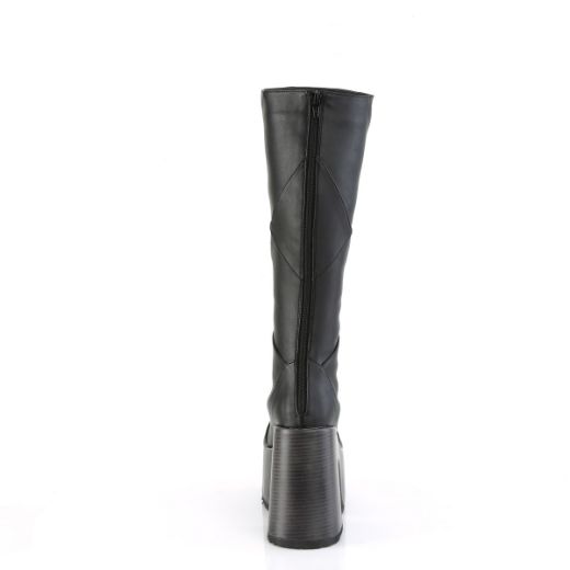 Product image of Demonia CAMEL-280 Blk Vegan Leather 5 Inch Chunky Heel 3 Inch P/F Knee High Boot Inside Zip